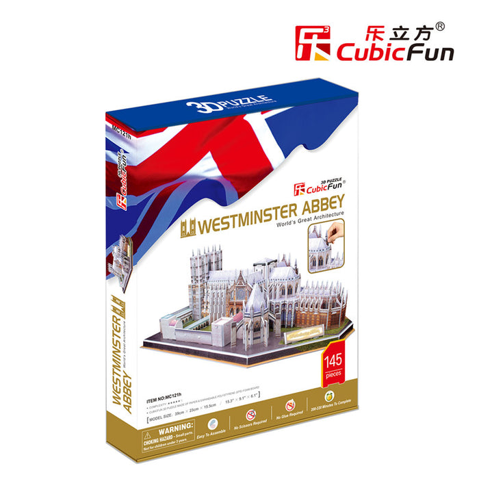 CubicFun World's Great Architectures Westminster Abbey 3D Puule Model Gift 0ecoration. 145 Pieces