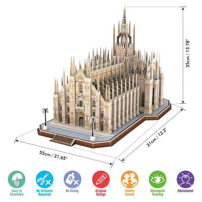 CubicFun 3D Italy Interesting Puzzles for Hobbies, Cathedral Architectures Church Building Model Kits Toys for Adults, Duomo di Milano, 251 Pieces